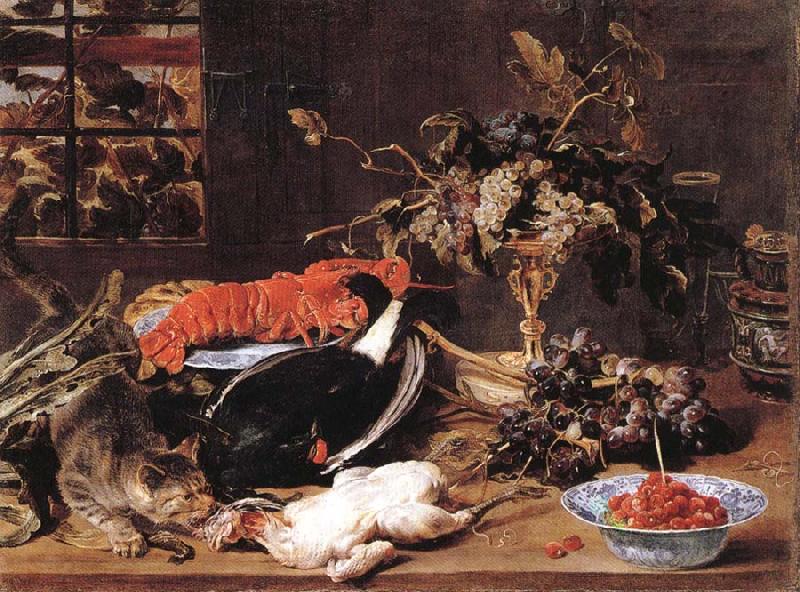 Frans Snyders Hungry Cat with Still Life